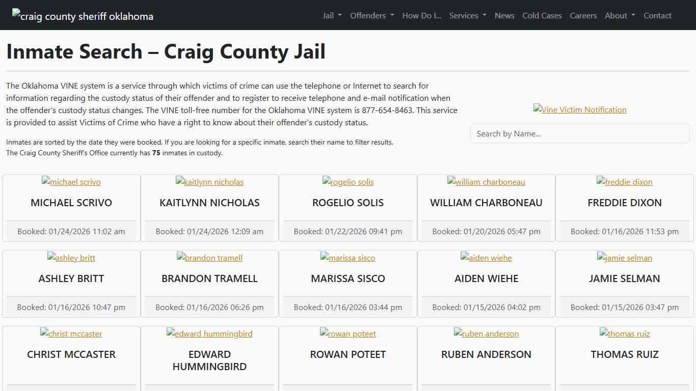 Inmate Search Craig County Sheriff's Office